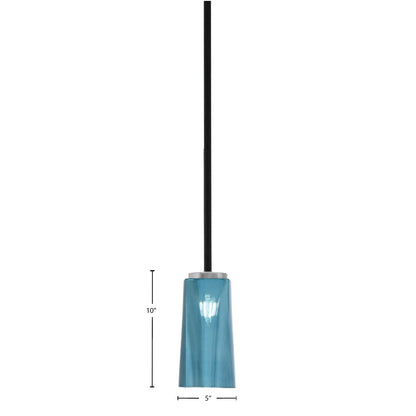 Toltec Sandia 5in 1-Light Mini Pendant | Modern Matte Black and Graphite with Blue Gradient Glass | Kitchen Island & Dining | Model 6201-MBGP-295