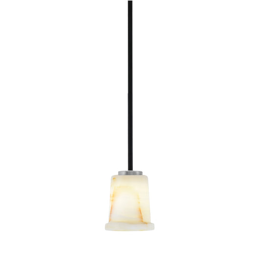 Toltec Sandia 5in 1-Light Mini Pendant | Matte Black & Graphite Steel and Natural Stone Glass | Kitchen Island & Dining Room | Model 6201-MBGP-4128