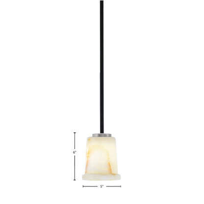 Toltec Sandia 5in 1-Light Mini Pendant | Matte Black & Graphite Steel and Natural Stone Glass | Kitchen Island & Dining Room | Model 6201-MBGP-4128