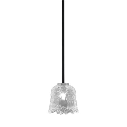 Toltec Sandia 7in 1-Light Mini Pendant | Modern Matte Black and Graphite with Clear Lava Glass | Kitchen Island & Dining Room | Model 6201-MBGP-4230