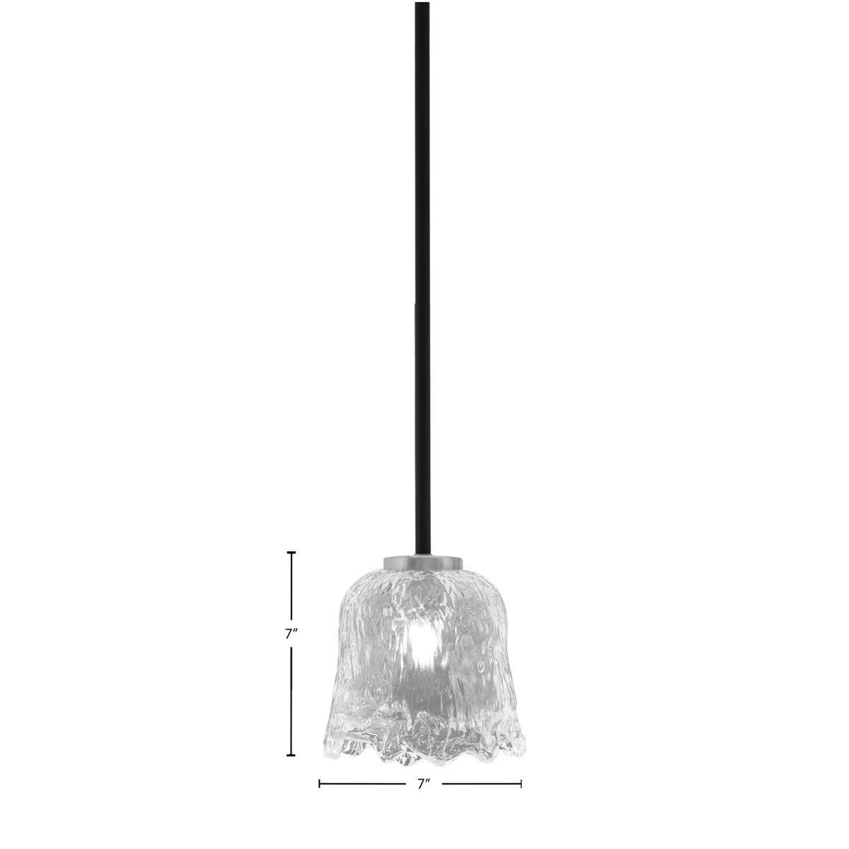 Toltec Sandia 7in 1-Light Mini Pendant | Modern Matte Black and Graphite with Clear Lava Glass | Kitchen Island & Dining Room | Model 6201-MBGP-4230