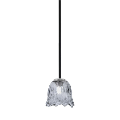 Toltec Sandia 7in 1-Light Mini Pendant | Modern Matte Black and Graphite with Smoke Lava Glass | Kitchen Island & Dining Room | Model 6201-MBGP-4232