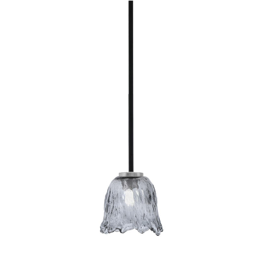 Toltec Sandia 7in 1-Light Mini Pendant | Modern Matte Black and Graphite with Smoke Lava Glass | Kitchen Island & Dining Room | Model 6201-MBGP-4232