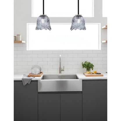 Toltec Sandia 7in 1-Light Mini Pendant | Modern Matte Black and Graphite with Smoke Lava Glass | Kitchen Island & Dining Room | Model 6201-MBGP-4232