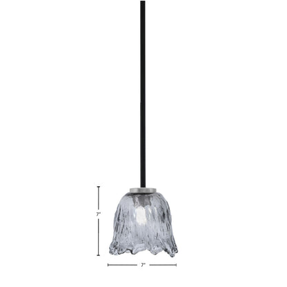 Toltec Sandia 7in 1-Light Mini Pendant | Modern Matte Black and Graphite with Smoke Lava Glass | Kitchen Island & Dining Room | Model 6201-MBGP-4232