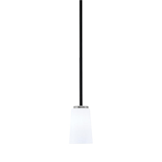 Toltec Sandia 5in 1-Light Mini Pendant | Modern Matte Black and Graphite with White Opal Glass | Kitchen Island & Dining Room | Model 6201-MBGP-5031