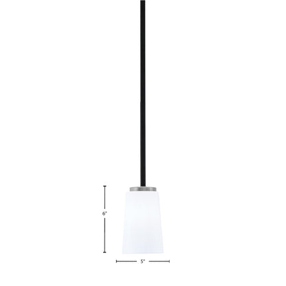 Toltec Sandia 5in 1-Light Mini Pendant | Modern Matte Black and Graphite with White Opal Glass | Kitchen Island & Dining Room | Model 6201-MBGP-5031