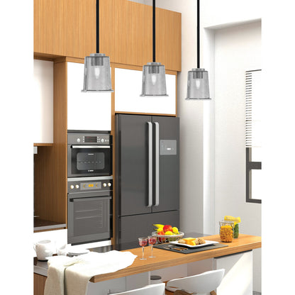 Toltec Sandia 5in 1-Light Mini Pendant | Modern Matte Black and Graphite with Smoke Bubble Glass | Kitchen Island & Dining | Model 6201-MBGP-5032