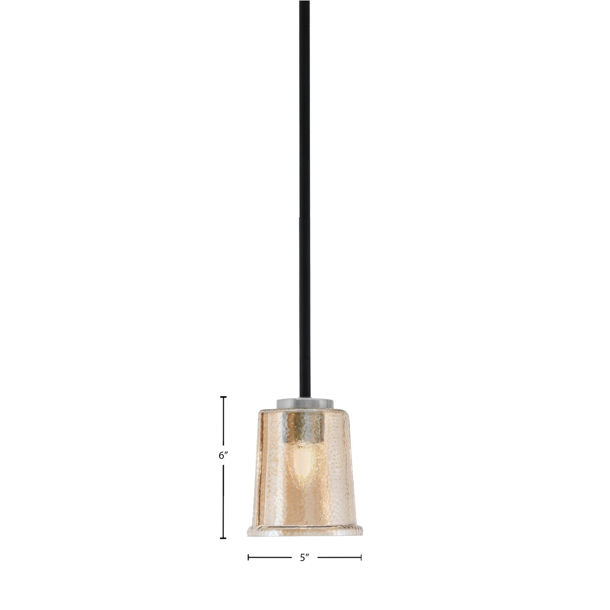 Toltec Sandia 5in 1-Light Mini Pendant | Modern Matte Black and Graphite with Amber Bubble Glass | Kitchen Island & Dining | Model 6201-MBGP-5033