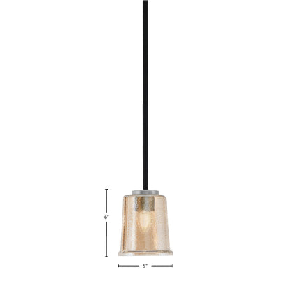 Toltec Sandia 5in 1-Light Mini Pendant | Modern Matte Black and Graphite with Amber Bubble Glass | Kitchen Island & Dining | Model 6201-MBGP-5033
