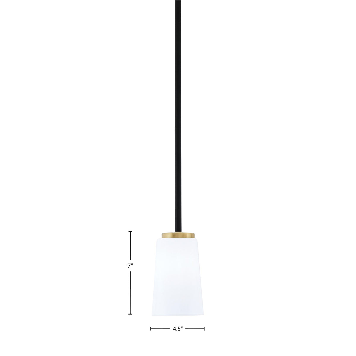 Toltec Sandia 4.5in 1-Light Mini Pendant | Matte Black & New Age Brass Steel and White Opal Glass | Kitchen Island & Dining | Model 6201-MBNAB-261