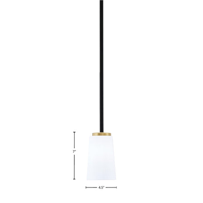 Toltec Sandia 4.5in 1-Light Mini Pendant | Matte Black & New Age Brass Steel and White Opal Glass | Kitchen Island & Dining | Model 6201-MBNAB-261
