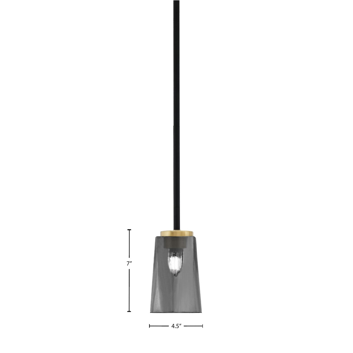 Toltec Sandia 4.5in 1-Light Mini Pendant | Matte Black & New Age Brass Steel and Smoke Bubble Glass | Kitchen Island & Dining | Model 6201-MBNAB-262