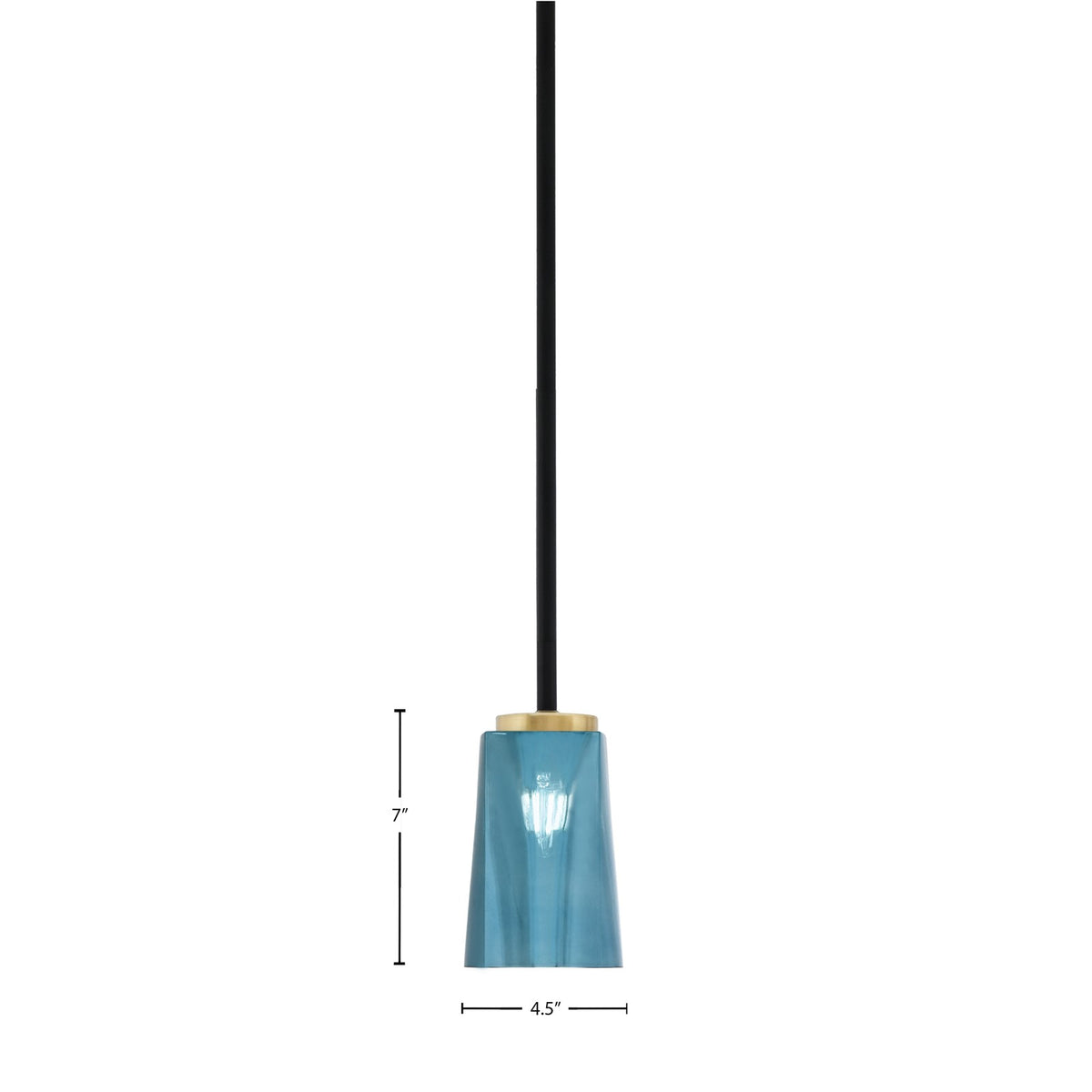 Toltec Sandia 5in 1-Light Mini Pendant | Matte Black and New Age Brass with Blue Gradient Glass | Kitchen Island & Dining Room | Model 6201-MBNAB-265