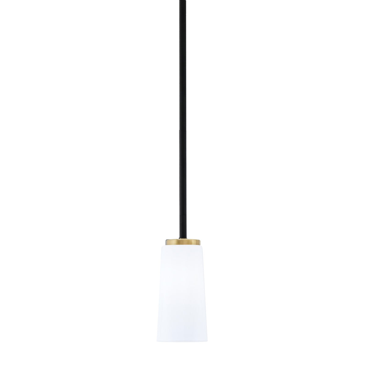 Toltec Sandia 5in 1-Light Mini Pendant | Matte Black and New Age Brass with White Opal Glass | Kitchen Island & Dining Room | Model 6201-MBNAB-291