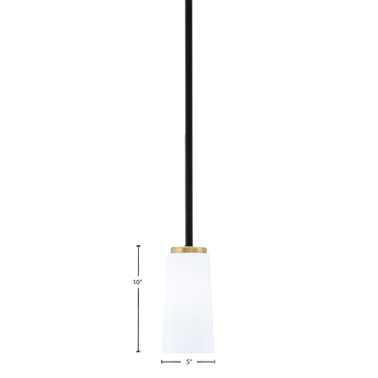 Toltec Sandia 5in 1-Light Mini Pendant | Matte Black and New Age Brass with White Opal Glass | Kitchen Island & Dining Room | Model 6201-MBNAB-291