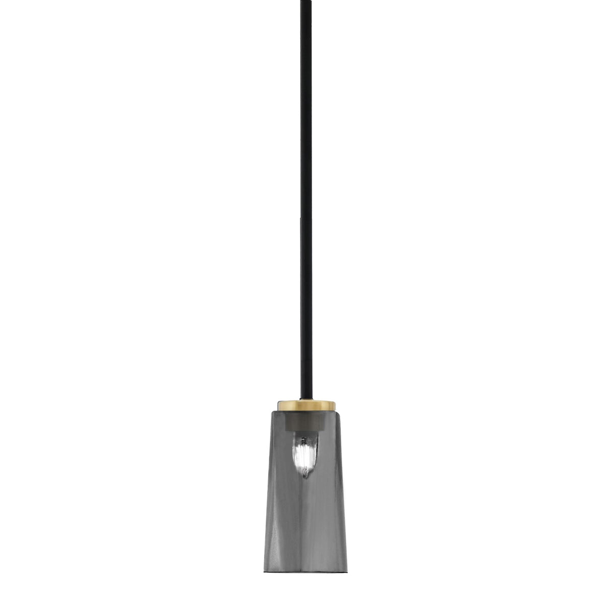 Toltec Sandia 5in 1-Light Mini Pendant | Matte Black and New Age Brass with Smoke Bubble Glass | Kitchen Island & Dining Room | Model 6201-MBNAB-292
