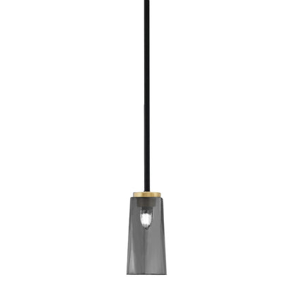 Toltec Sandia 5in 1-Light Mini Pendant | Matte Black and New Age Brass with Smoke Bubble Glass | Kitchen Island & Dining Room | Model 6201-MBNAB-292