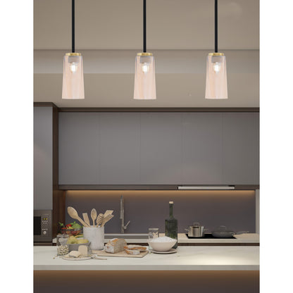 Toltec Sandia 5in 1-Light Mini Pendant | Matte Black and New Age Brass with Amber Gradient Glass | Kitchen Island & Dining | Model 6201-MBNAB-293