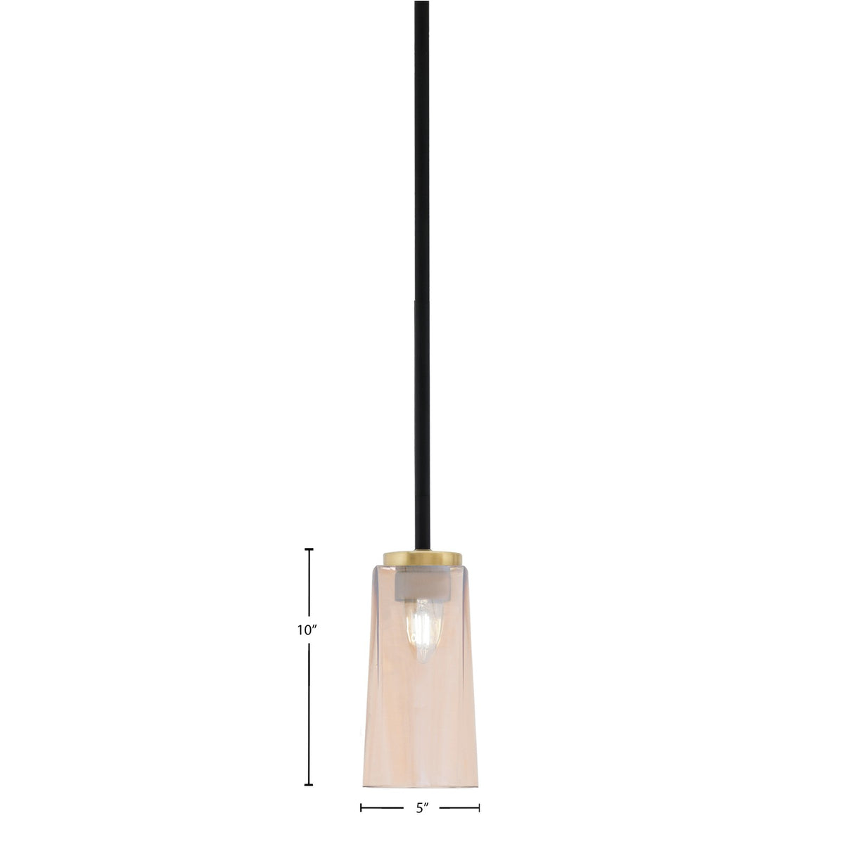 Toltec Sandia 5in 1-Light Mini Pendant | Matte Black and New Age Brass with Amber Gradient Glass | Kitchen Island & Dining | Model 6201-MBNAB-293