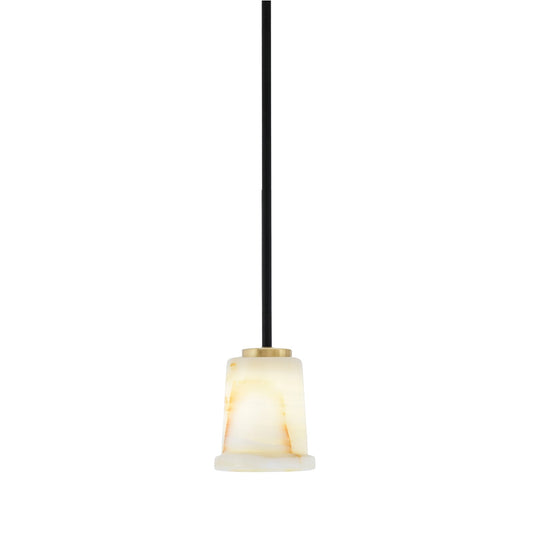 Toltec Sandia 5in 1-Light Mini Pendant | Modern Matte Black and New Age Brass Natural Stone | Kitchen Island & Dining Room | Model 6201-MBNAB-4128