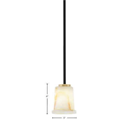 Toltec Sandia 5in 1-Light Mini Pendant | Modern Matte Black and New Age Brass Natural Stone | Kitchen Island & Dining Room | Model 6201-MBNAB-4128
