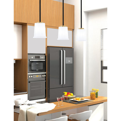 Toltec Sandia 5in 1-Light Mini Pendant | Matte Black and New Age Brass with White Opal Glass | Kitchen Island & Dining Room | Model 6201-MBNAB-5031