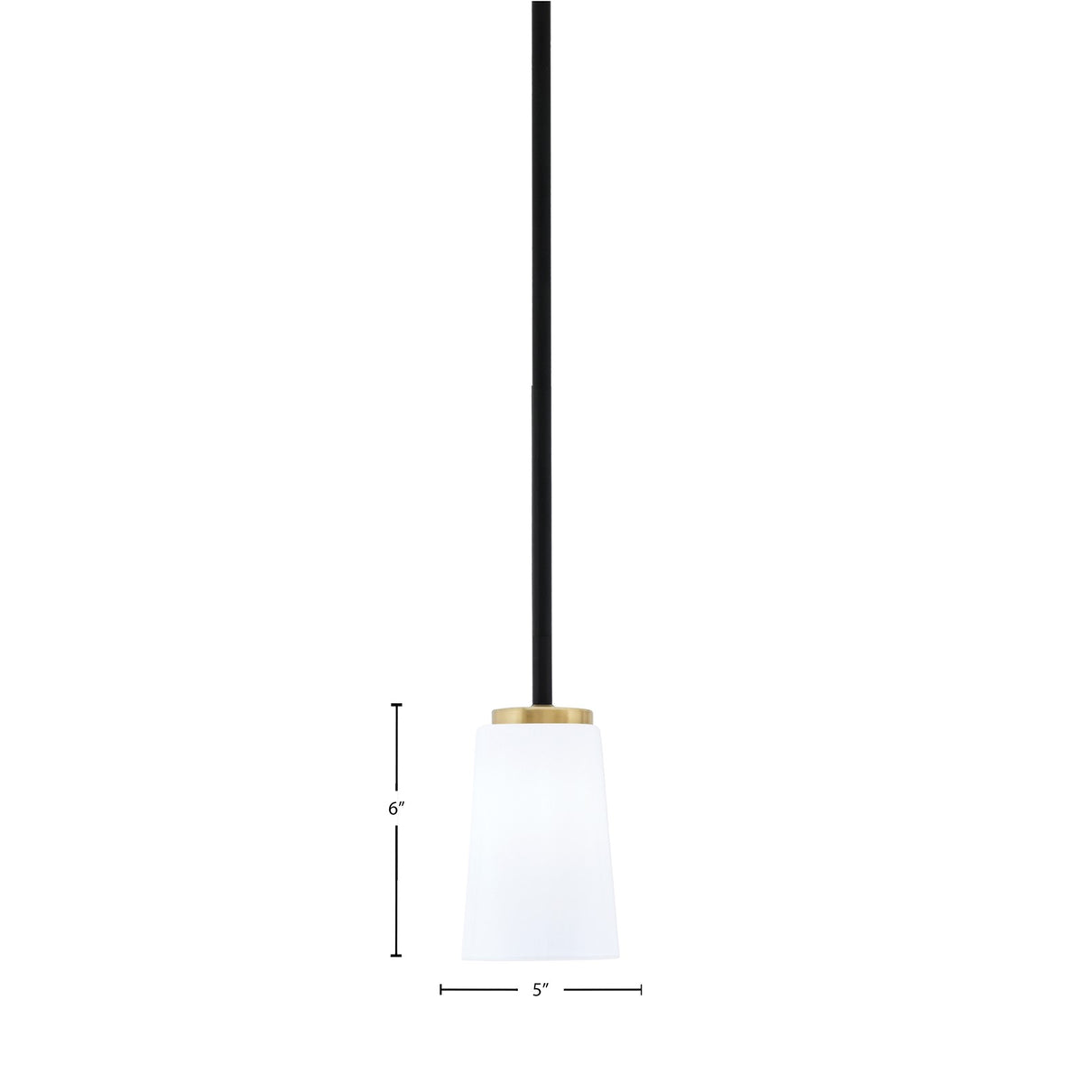 Toltec Sandia 5in 1-Light Mini Pendant | Matte Black and New Age Brass with White Opal Glass | Kitchen Island & Dining Room | Model 6201-MBNAB-5031
