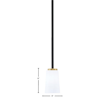 Toltec Sandia 5in 1-Light Mini Pendant | Matte Black and New Age Brass with White Opal Glass | Kitchen Island & Dining Room | Model 6201-MBNAB-5031