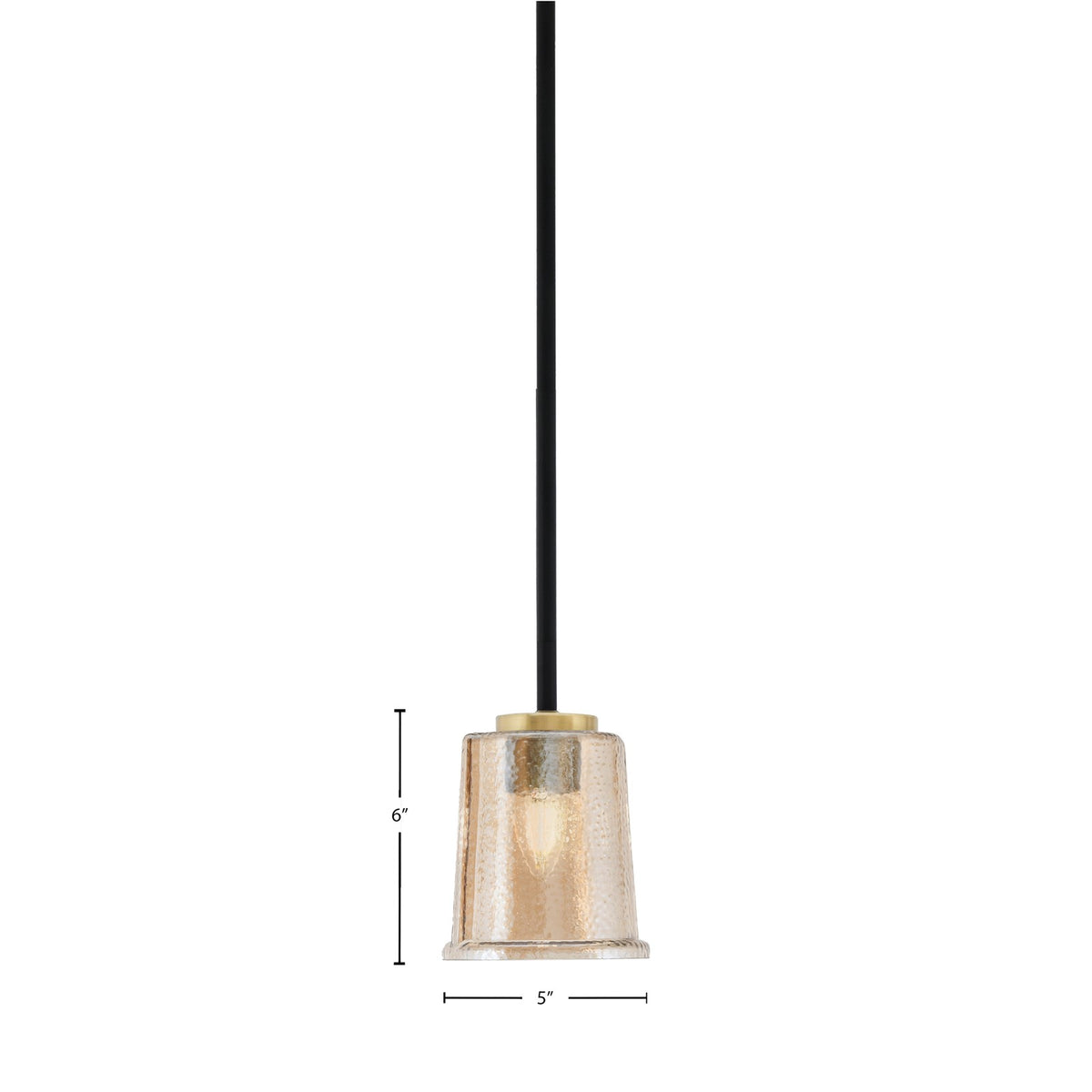 Toltec Sandia 5in 1-Light Mini Pendant | Matte Black and New Age Brass with Amber Bubble Glass | Kitchen Island & Dining Room | Model 6201-MBNAB-5033