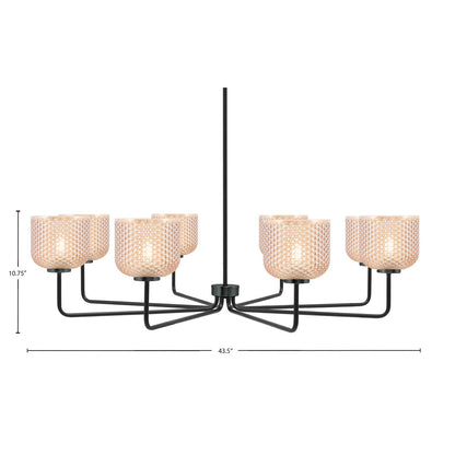 Toltec Sandia 43.5in 8-Light Chandelier | Modern Matte Black Steel and Amber Textured Glass | Dining Room & Foyer | 43.5 x 43.5 x 10.75 in | Model 6208-MB-4613