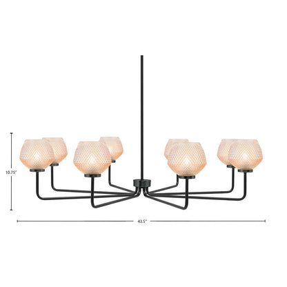 Toltec Sandia 44in 8-Light Chandelier | Modern Matte Black Steel and Amber Textured Glass | Dining Room & Great Room | 43.5 x 10.75 in | Model 6208-MB-4623