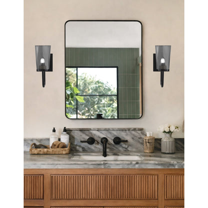 Toltec Sandia 4.5in 1-Light Wall Sconce | Modern Matte Black and Smoke Bubble Glass | Bathroom & Hallway Accent Light | Model 6221-MB-262