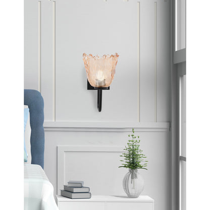 Toltec Sandia 7in 1-Light Wall Sconce | Modern Matte Black and Amber Lava Glass | Bedroom & Hallway Accent Light | Model 6221-MB-4233