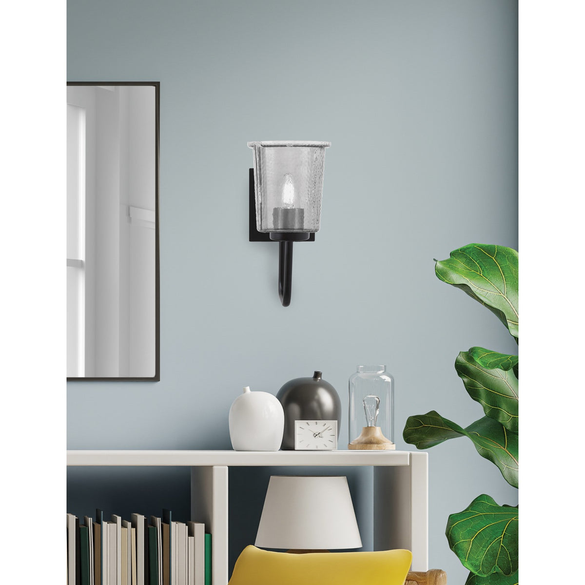 Toltec Sandia 1-Light Wall Sconce | Modern Matte Black and Smoke Bubble Glass | Bathroom & Hallway | 5 x 7.5 x 10.5 in | Model 6221-MB-5032