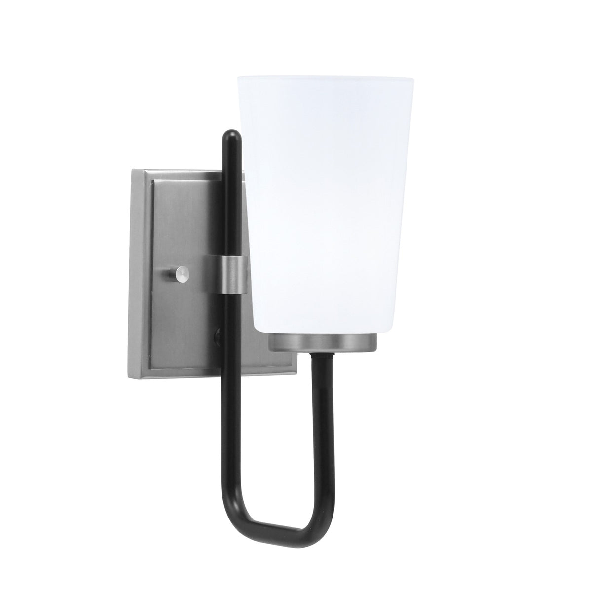 Toltec Sandia 1-Light Wall Sconce | Modern Matte Black & Graphite and White Opal Glass | Bathroom & Hallway | Model 6221-MBGP-261
