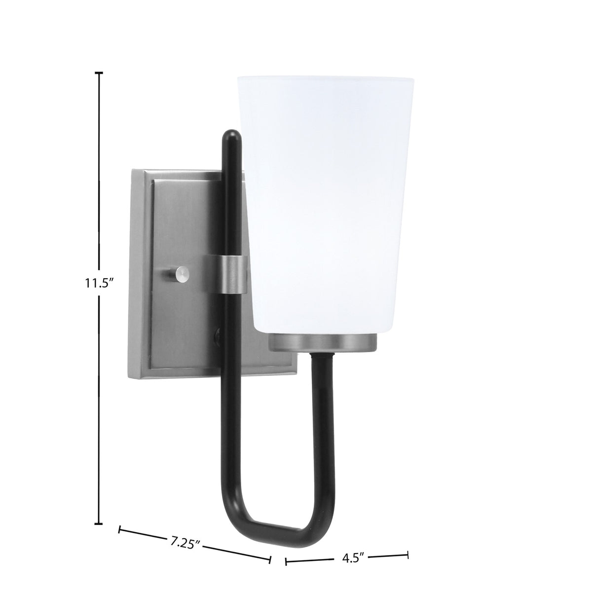 Toltec Sandia 1-Light Wall Sconce | Modern Matte Black & Graphite and White Opal Glass | Bathroom & Hallway | Model 6221-MBGP-261