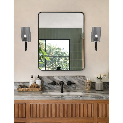 Toltec Sandia 1-Light Wall Sconce | Modern Matte Black & Graphite and Smoke Bubble Glass | Bathroom & Hallway | Model 6221-MBGP-262