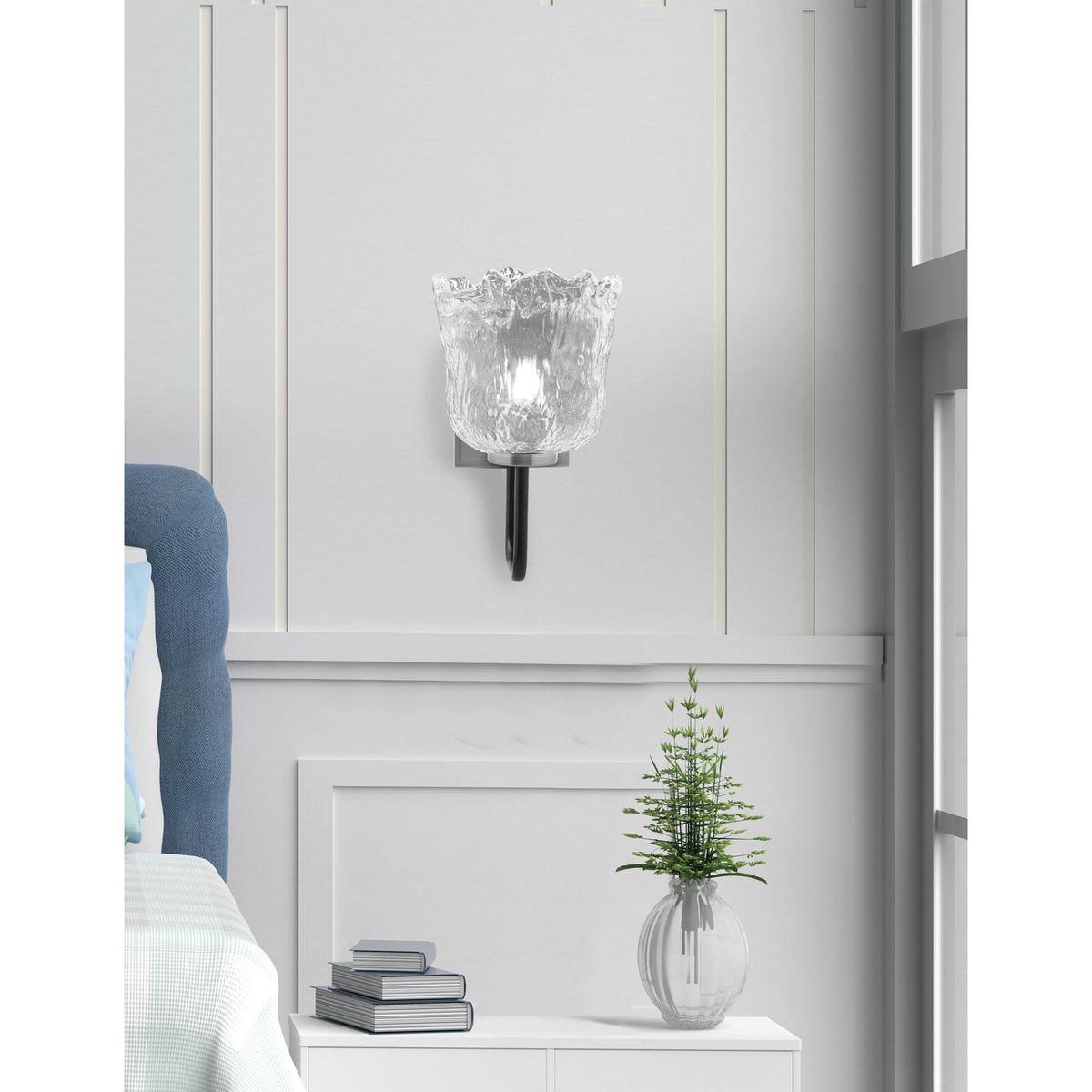 Toltec Sandia 11in 1-Light Wall Sconce | Modern Matte Black and Graphite with Clear Lava Glass | Bathroom & Hallway | Model 6221-MBGP-4230