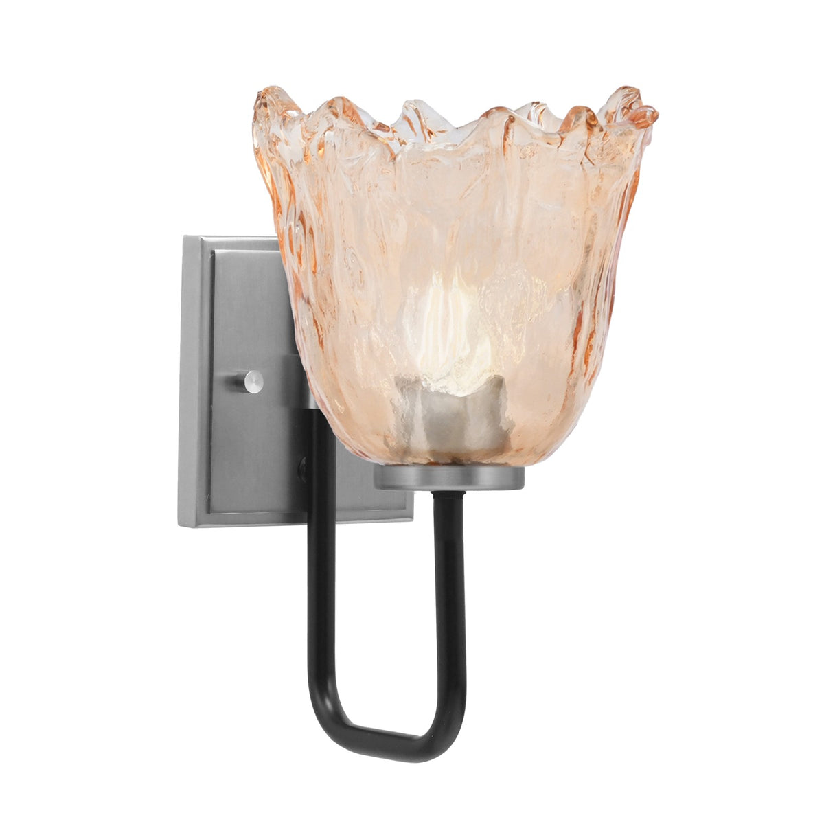 Toltec Sandia 11in 1-Light Wall Sconce | Modern Matte Black and Graphite Amber Lava Glass | Bedroom & Hallway Accent Light | Model 6221-MBGP-4233
