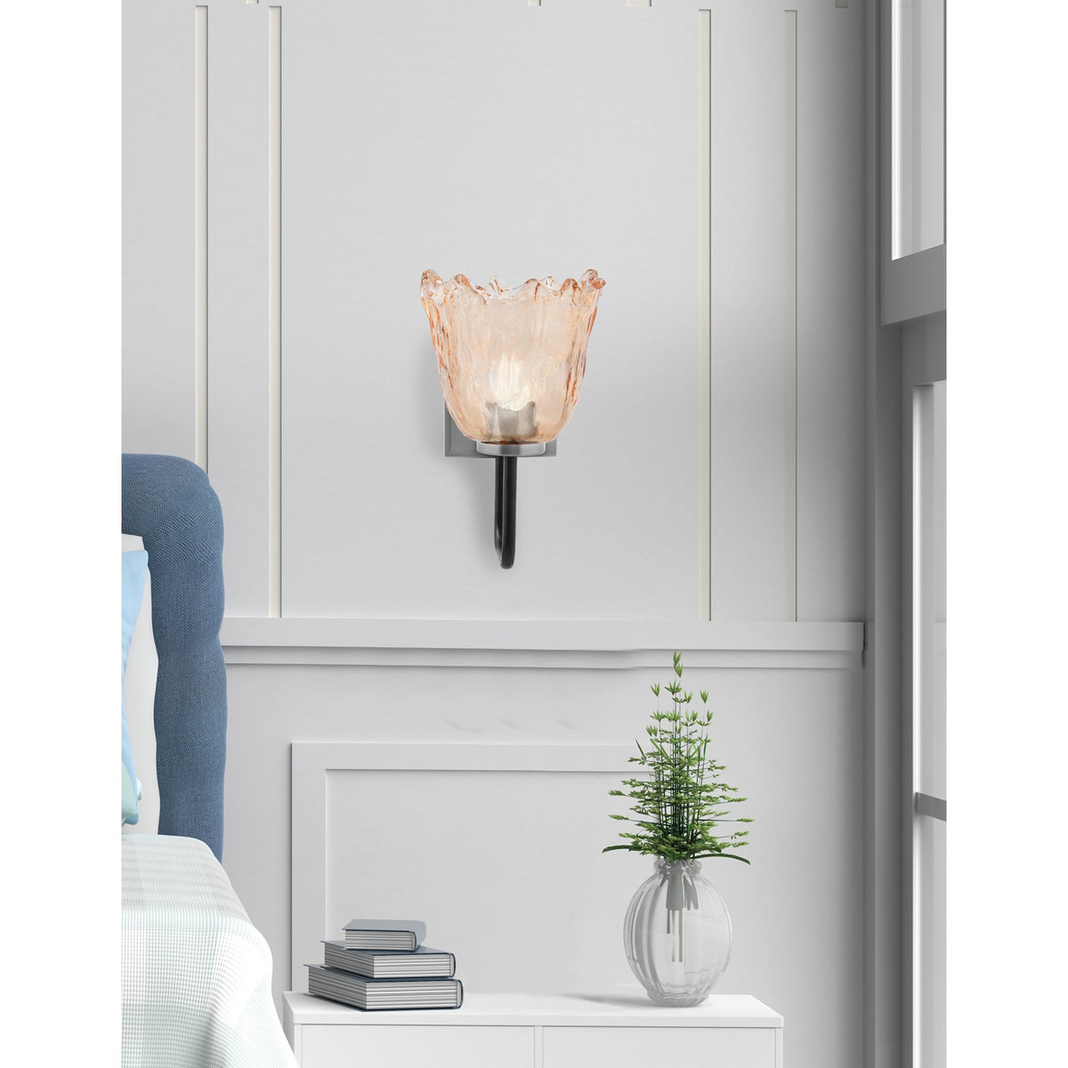 Toltec Sandia 11in 1-Light Wall Sconce | Modern Matte Black and Graphite Amber Lava Glass | Bedroom & Hallway Accent Light | Model 6221-MBGP-4233