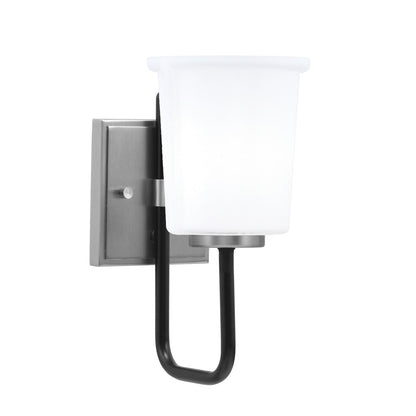 Toltec Sandia 10.5in 1-Light Wall Sconce | Modern Matte Black and Graphite with White Opal Glass | Bathroom & Hallway | Model 6221-MBGP-5031