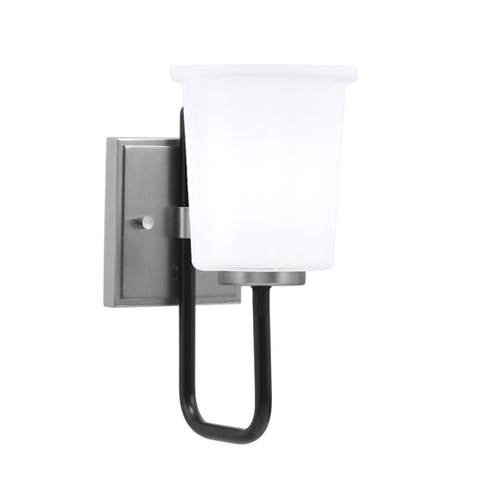 Toltec Sandia 10.5in 1-Light Wall Sconce | Modern Matte Black and Graphite with White Opal Glass | Bathroom & Hallway | Model 6221-MBGP-5031