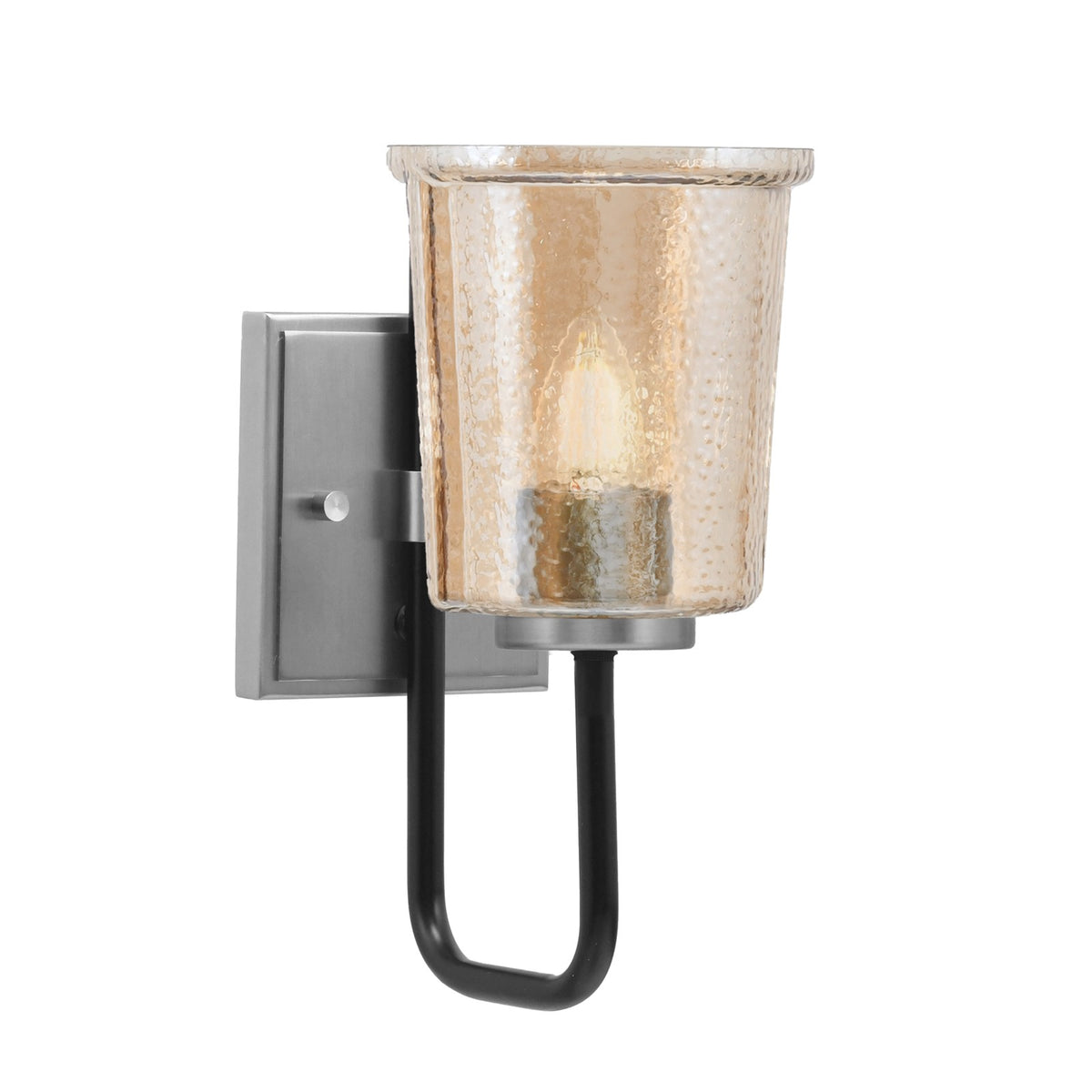 Toltec Sandia 10.5in 1-Light Wall Sconce | Modern Matte Black and Graphite with Amber Bubble Glass | Bathroom & Hallway | Model 6221-MBGP-5033