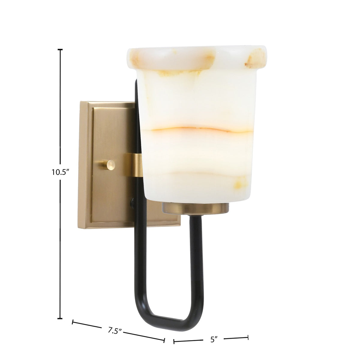 Toltec Sandia 11in 1-Light Wall Sconce | Modern Matte Black and New Age Brass Natural Stone Shade | Bedroom & Hallway Accent | Model 6221-MBNAB-4128