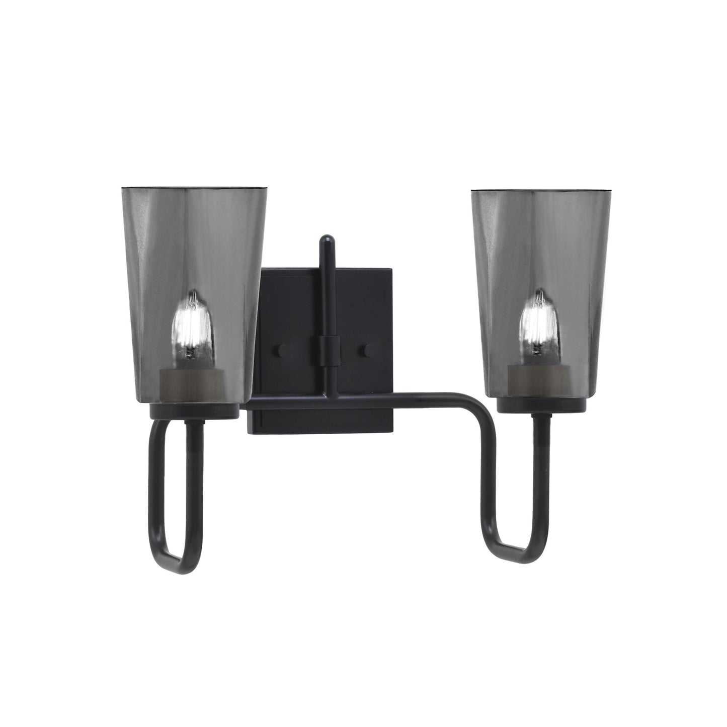 Toltec Sandia 2-Light Bath Bar | Modern Matte Black Steel and Smoke Bubble Glass | Bathroom Vanity & Powder Room | 7.25 x 11.5 in | Model 6222-MB-262