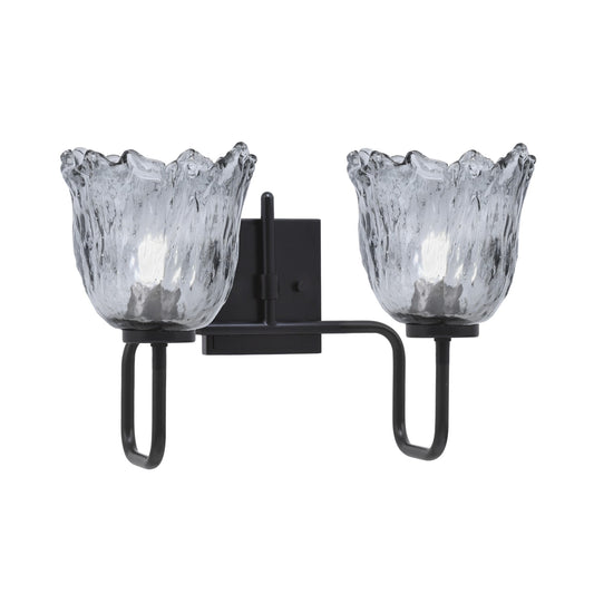 Toltec Sandia 2-Light Bath Bar | Modern Matte Black and Smoke Lava Glass | Bathroom Vanity & Powder Room | 8.25 x 11.5 in | Model 6222-MB-4232