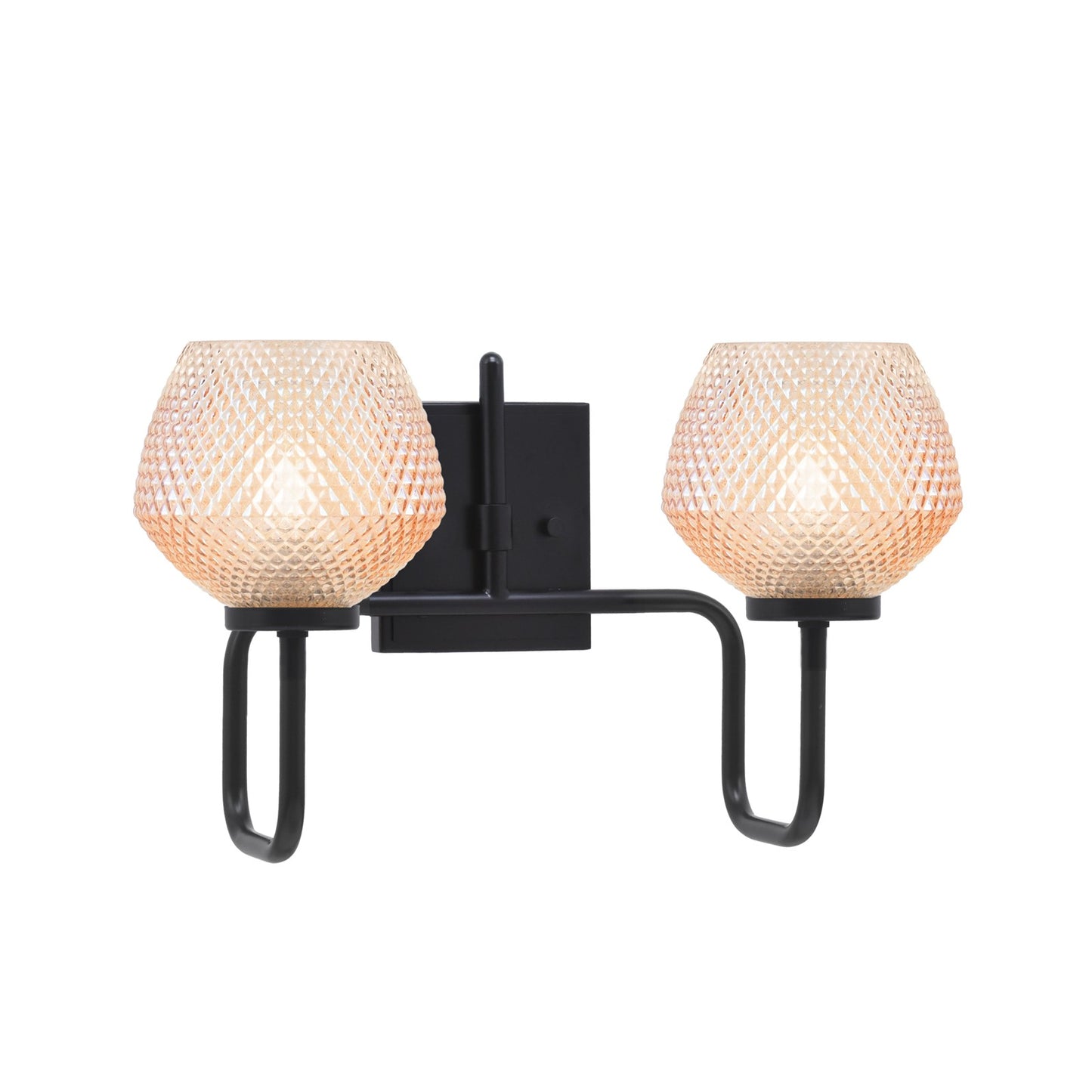 Toltec Sandia 17in 2-Light Bath Bar | Modern Matte Black Steel and Amber Textured Glass | Bathroom Vanity | 16.5 x 9.75 in | Model 6222-MB-4623