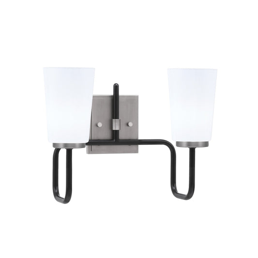 Toltec Sandia 2-Light Bath Bar | Modern Matte Black & Graphite and White Opal Glass | Bathroom Vanity & Powder Room | 7.25 x 11.5 in | Model 6222-MBGP-261