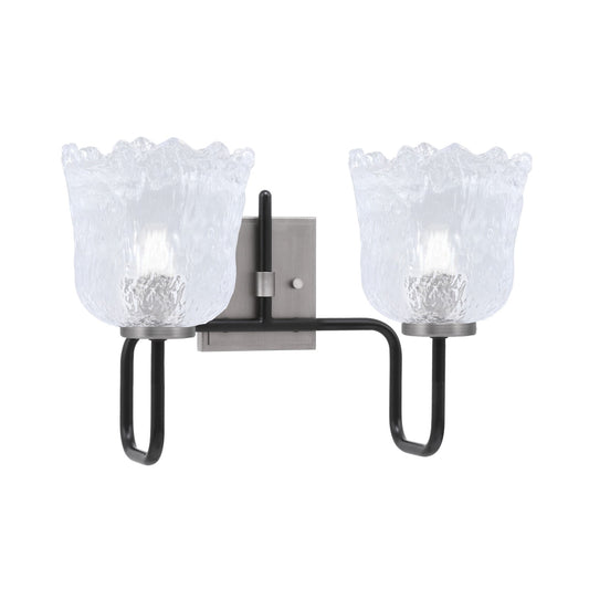 Toltec Sandia 2-Light Bath Bar | Matte Black & Graphite Steel and Clear Lava Glass | Bathroom Vanity & Powder Room | 8.25 x 11.5 in | Model 6222-MBGP-4230